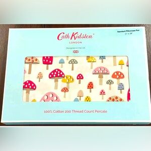 Cath Kidston Mushroom 2 pc Pillowcase Set 21"x28" Standard 100% Cotton NWT